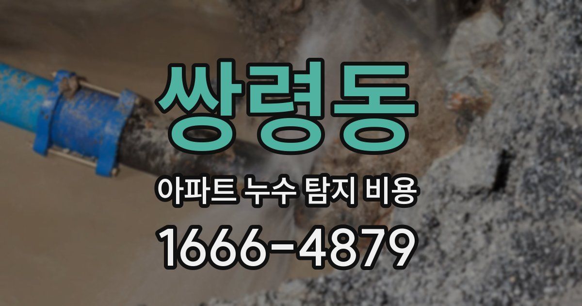 쌍령동 아파트 누수 탐지 비용