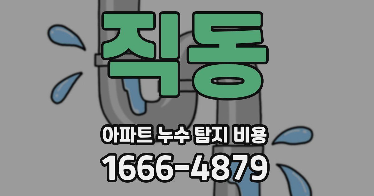 직동 아파트 누수 탐지 비용