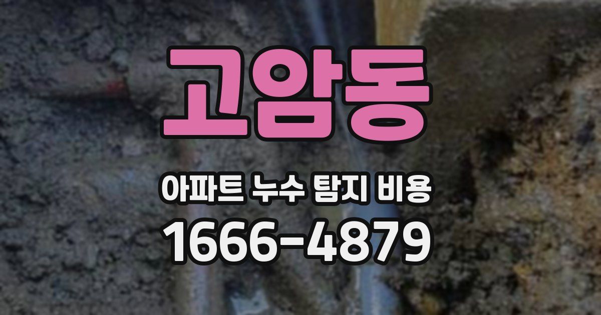 고암동 아파트 누수 탐지 비용