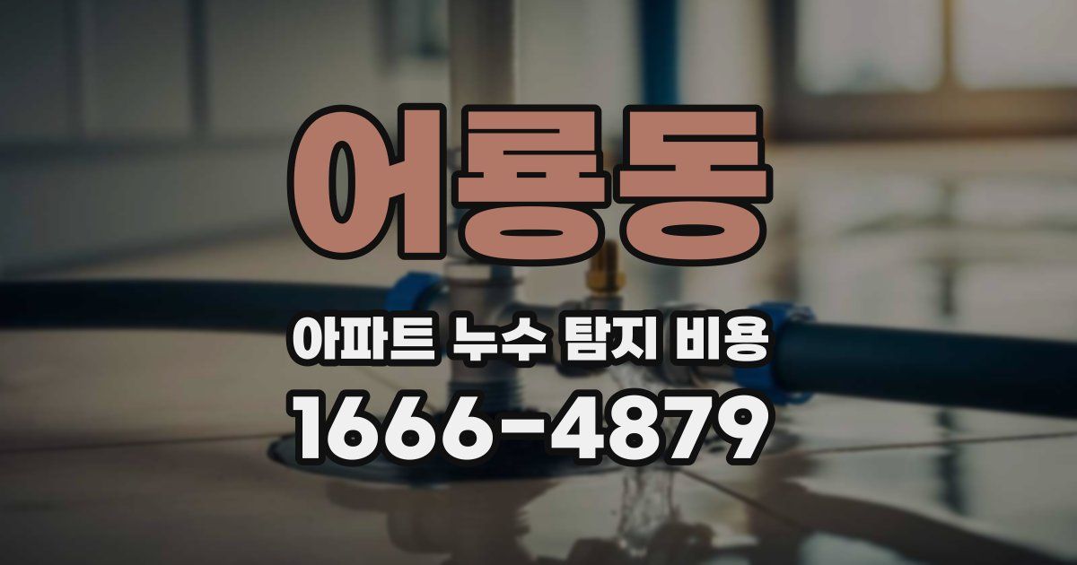 어룡동 아파트 누수 탐지 비용