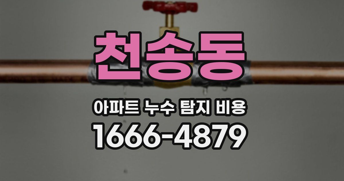 천송동 아파트 누수 탐지 비용