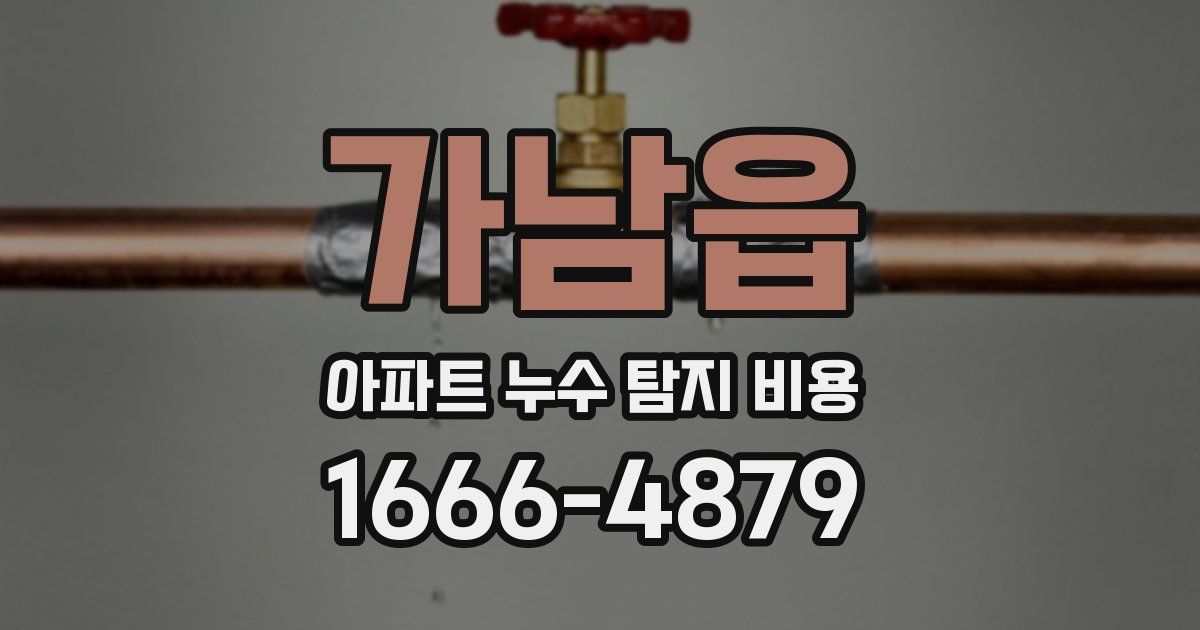 가남읍 아파트 누수 탐지 비용