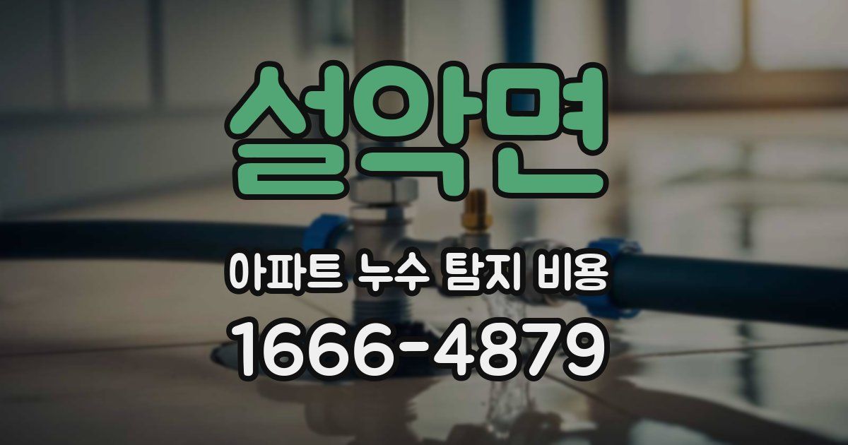 설악면 아파트 누수 탐지 비용