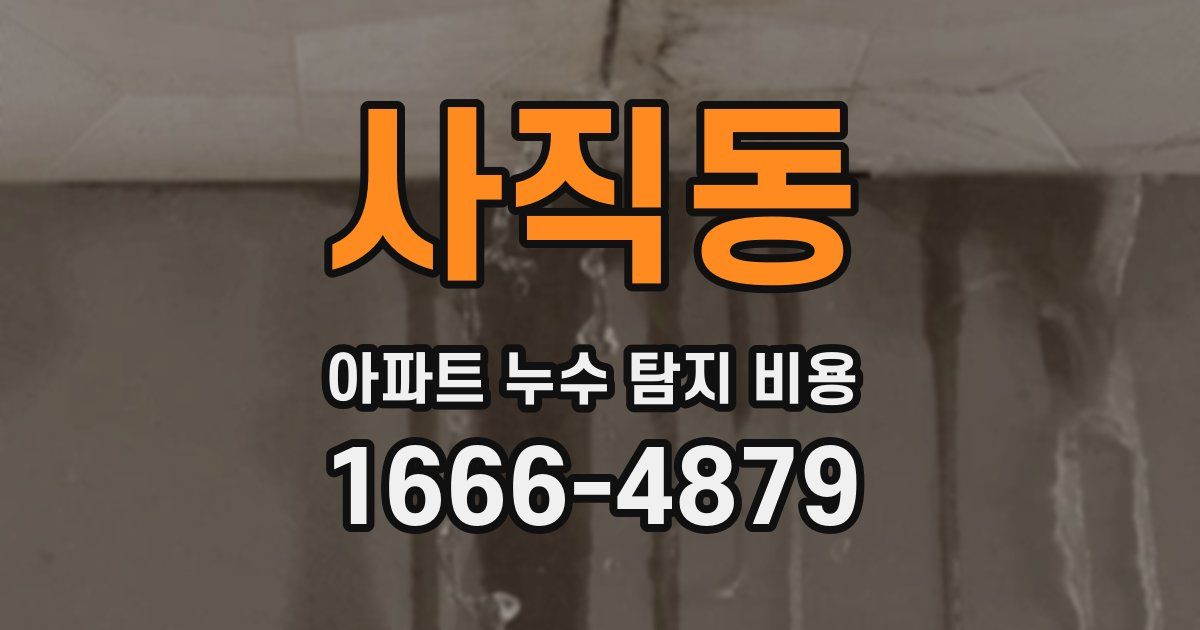 사직동 아파트 누수 탐지 비용