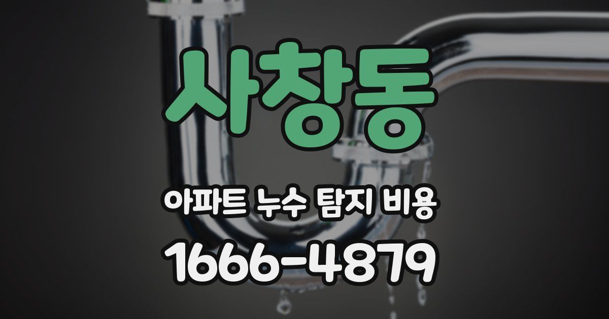 사창동 아파트 누수 탐지 비용