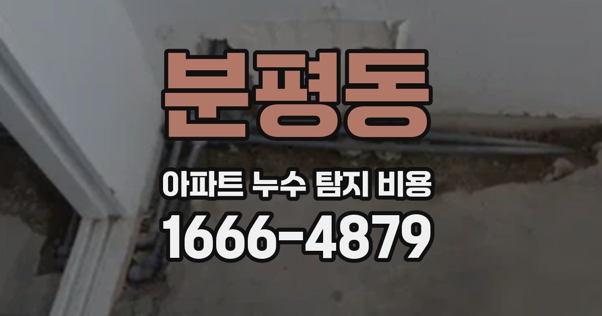 분평동 아파트 누수 탐지 비용