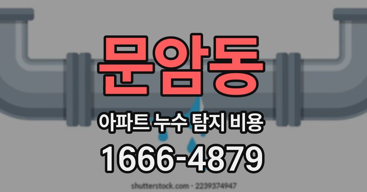 문암동 아파트 누수 탐지 비용