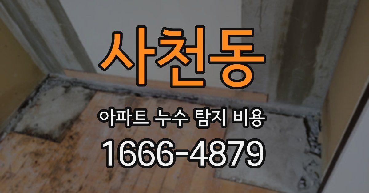사천동 아파트 누수 탐지 비용