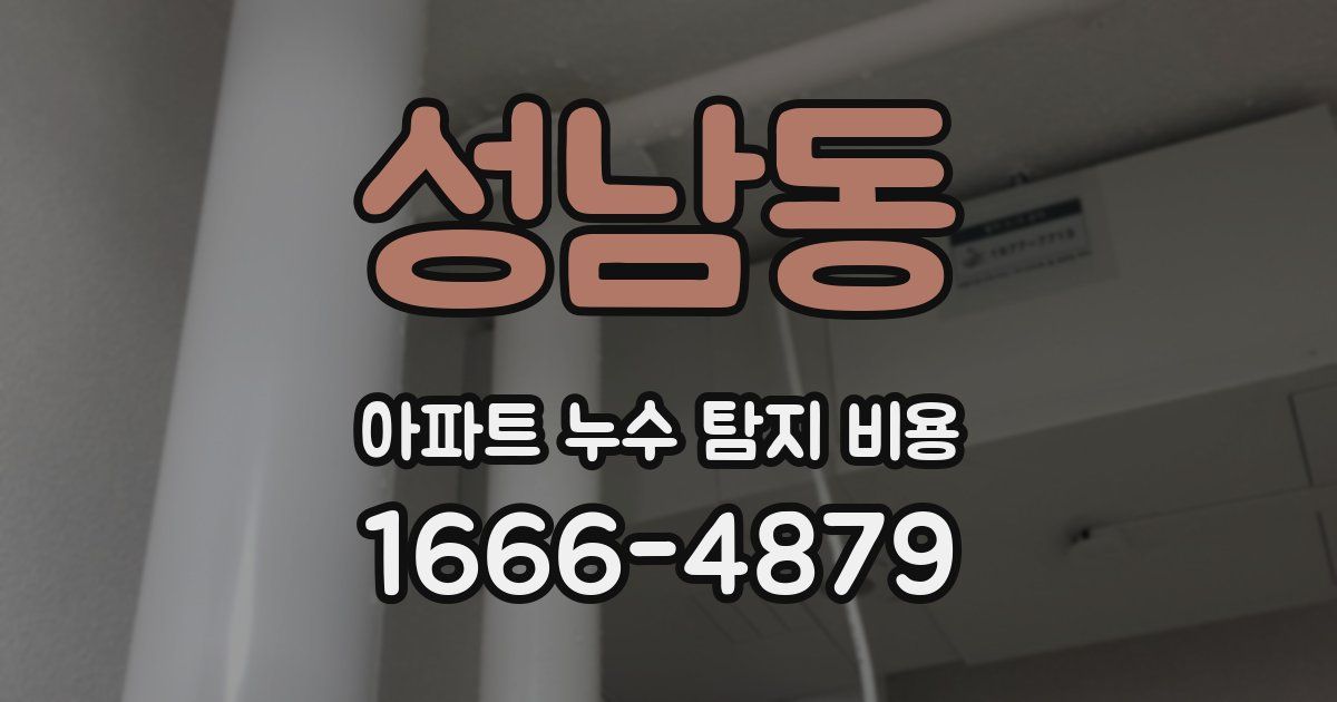 성남동 아파트 누수 탐지 비용