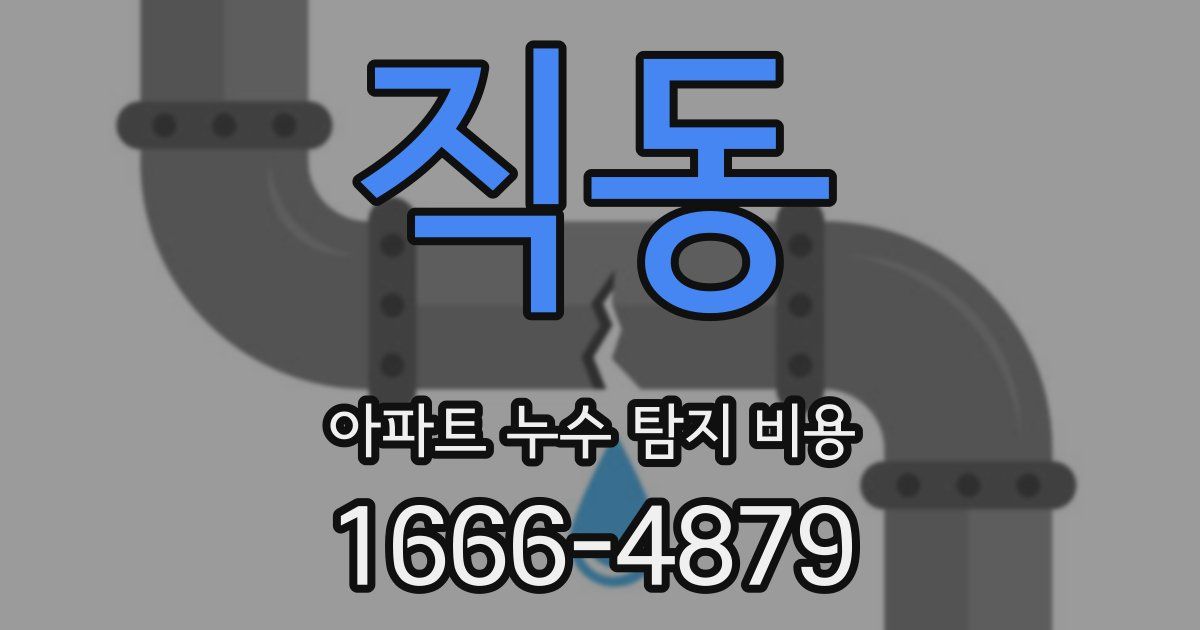 직동 아파트 누수 탐지 비용