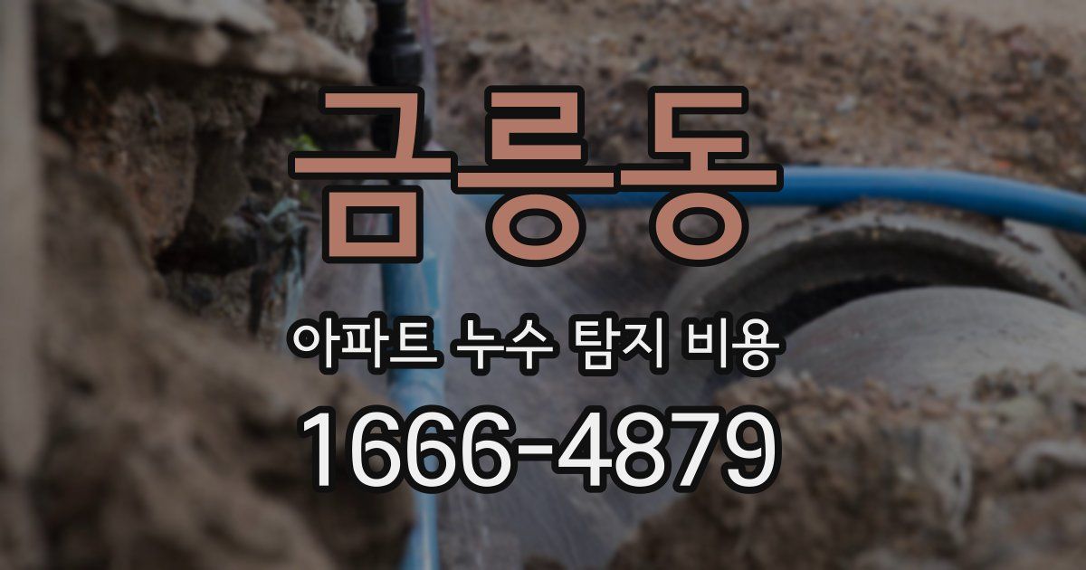 금릉동 아파트 누수 탐지 비용