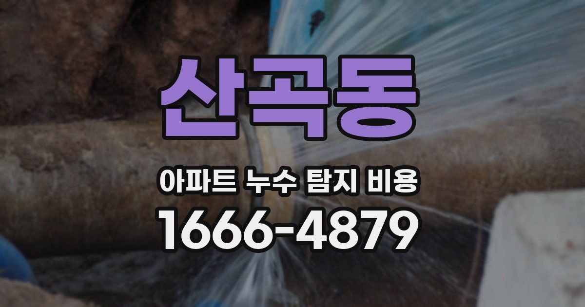 산곡동 아파트 누수 탐지 비용