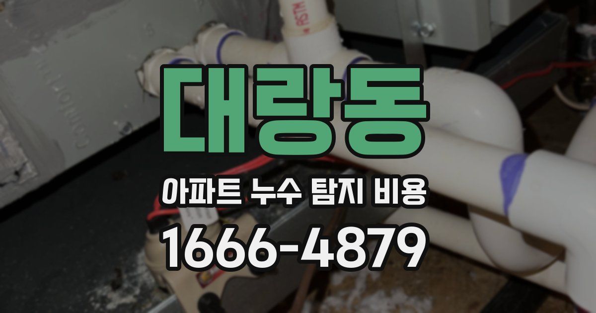 대랑동 아파트 누수 탐지 비용