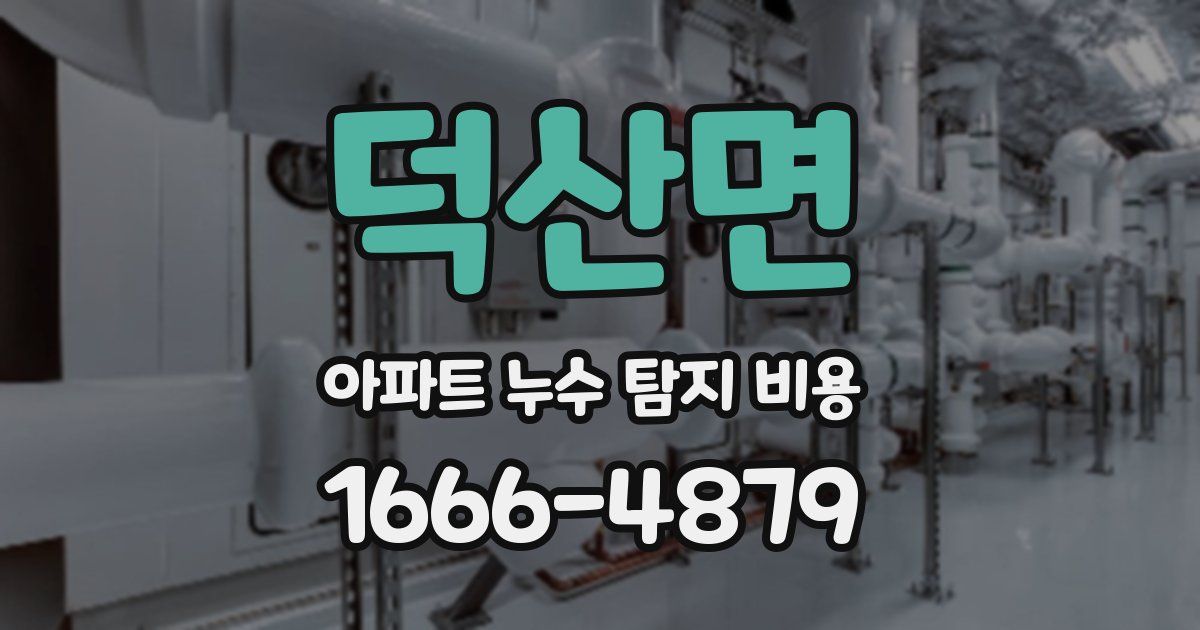 덕산면 아파트 누수 탐지 비용