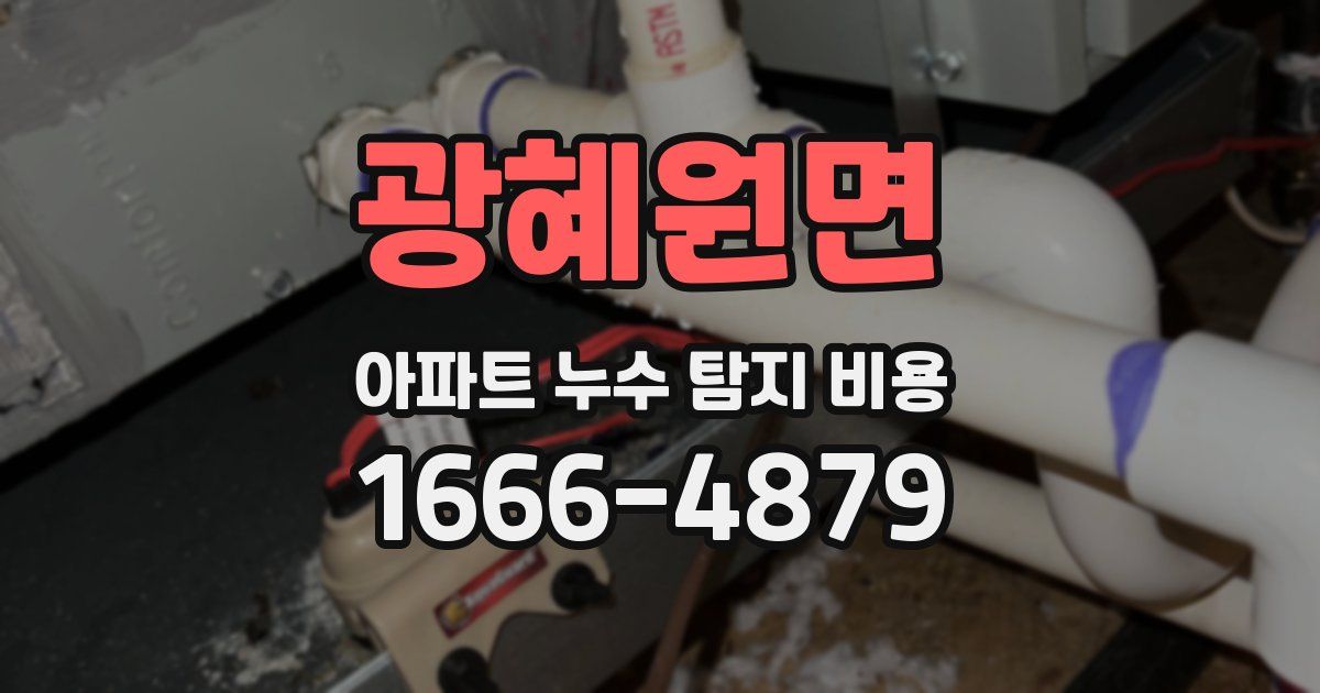 광혜원면 아파트 누수 탐지 비용