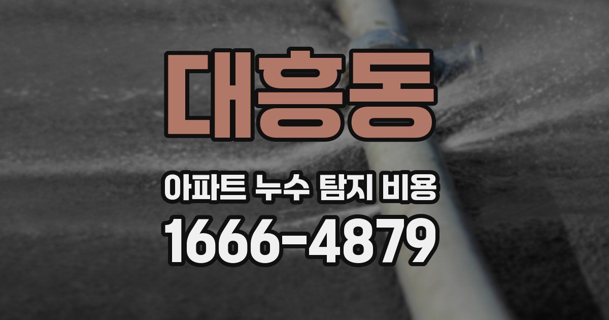 대흥동 아파트 누수 탐지 비용