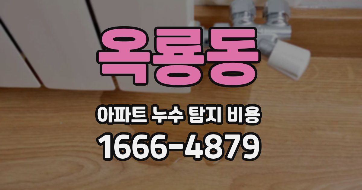 옥룡동 아파트 누수 탐지 비용