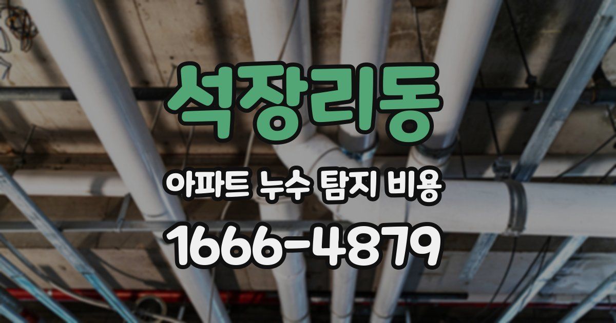석장리동 아파트 누수 탐지 비용
