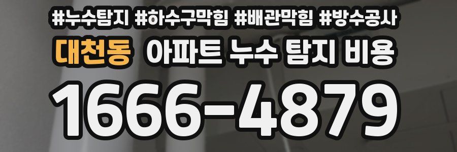 대천동 아파트 누수 탐지 비용