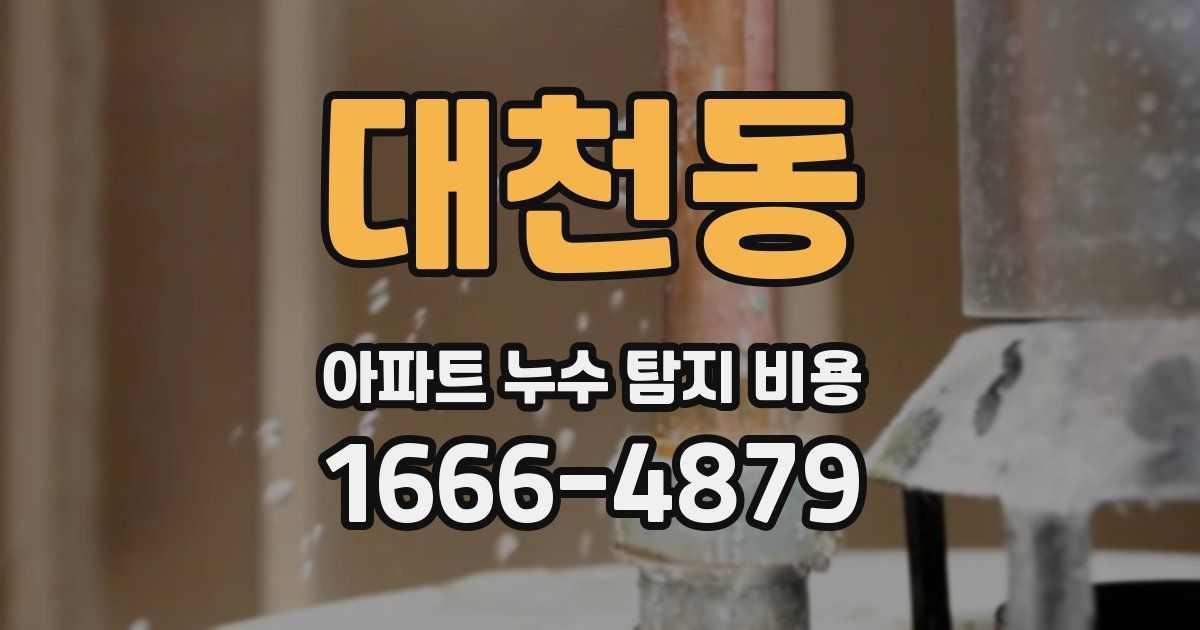 대천동 아파트 누수 탐지 비용