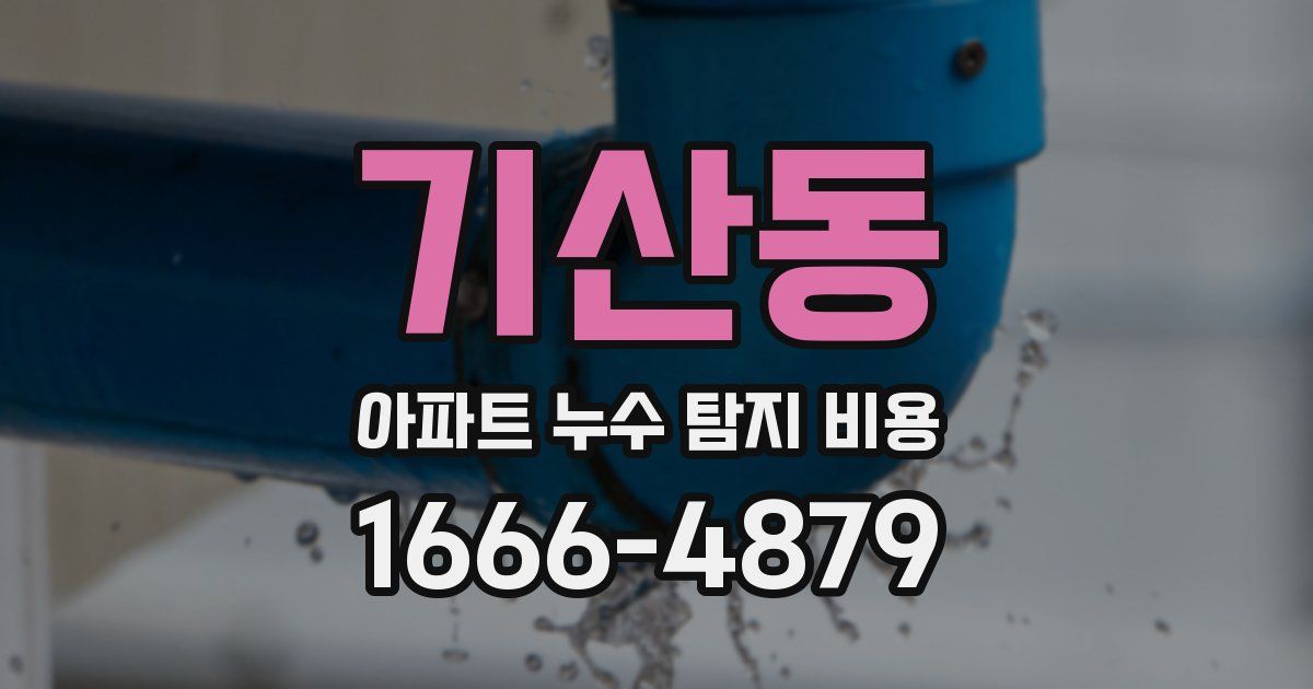 기산동 아파트 누수 탐지 비용