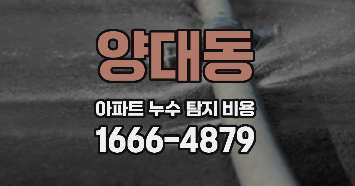 양대동 아파트 누수 탐지 비용