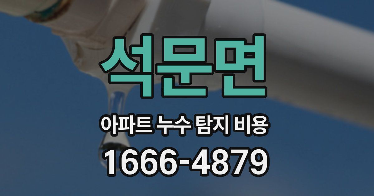 석문면 아파트 누수 탐지 비용