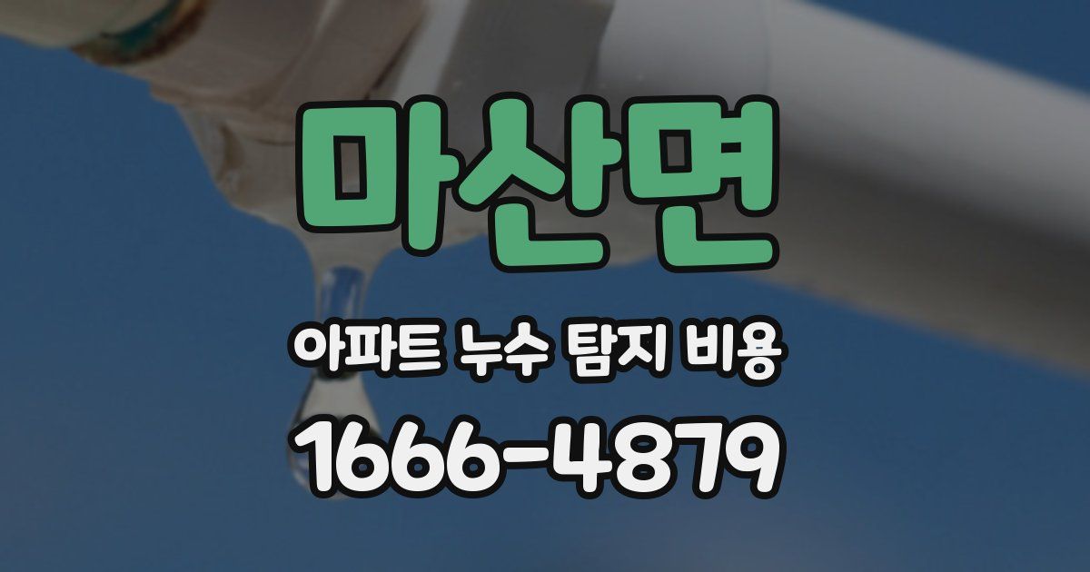 마산면 아파트 누수 탐지 비용
