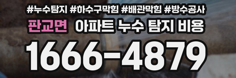 판교면 아파트 누수 탐지 비용