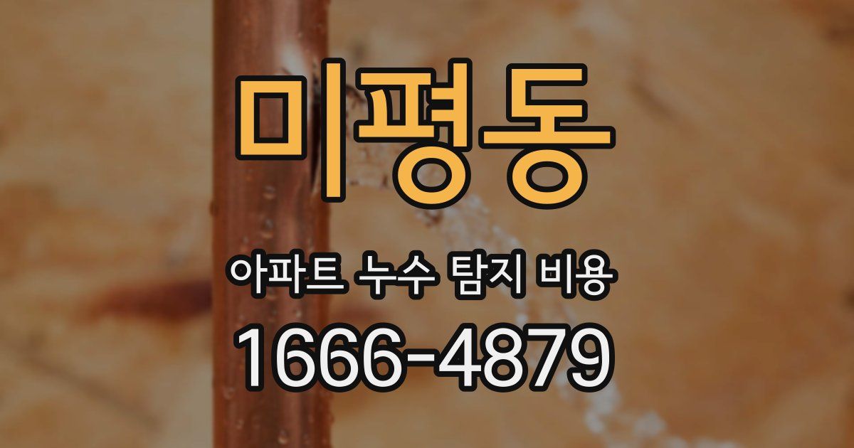 미평동 아파트 누수 탐지 비용