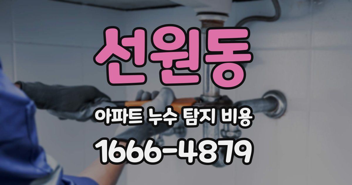 선원동 아파트 누수 탐지 비용