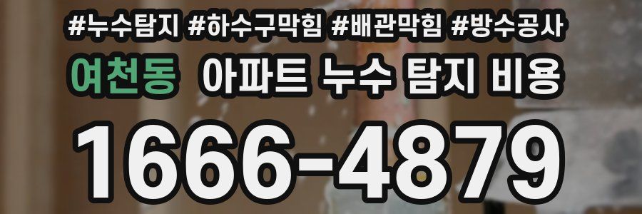 여천동 아파트 누수 탐지 비용