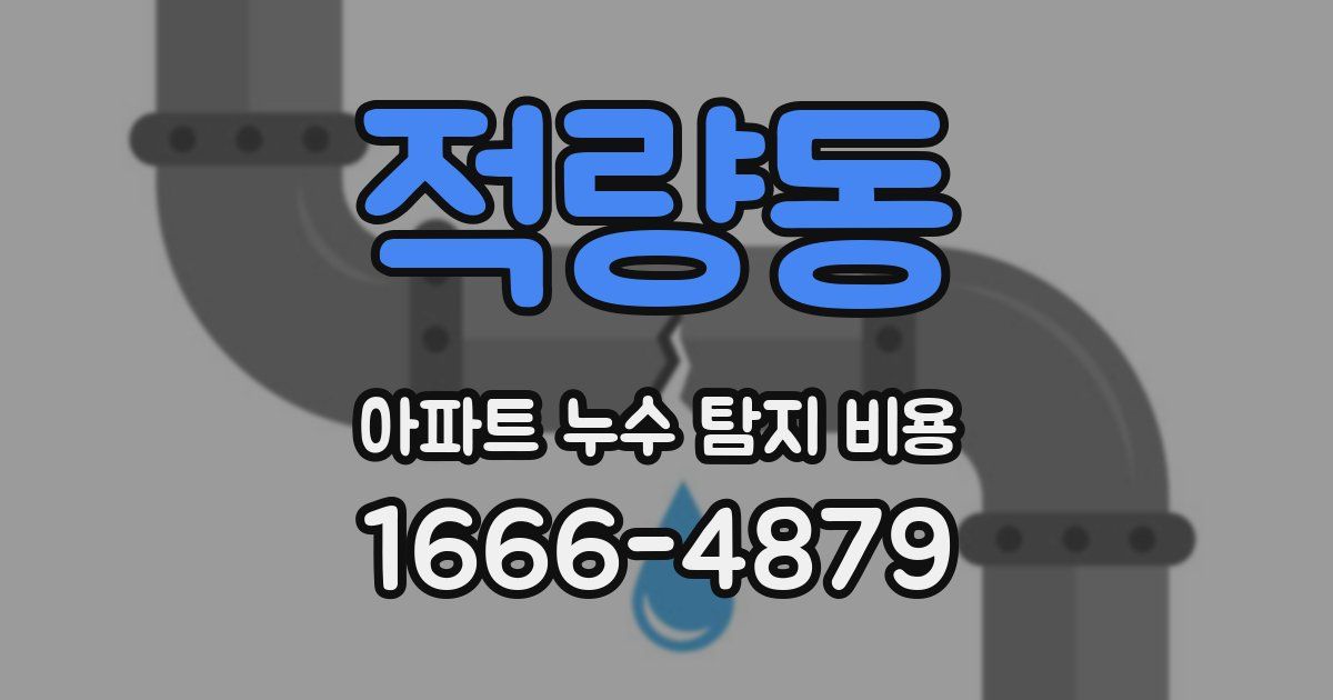 적량동 아파트 누수 탐지 비용
