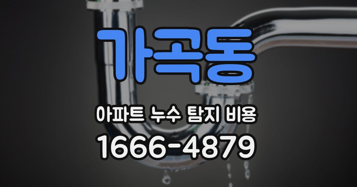 가곡동 아파트 누수 탐지 비용