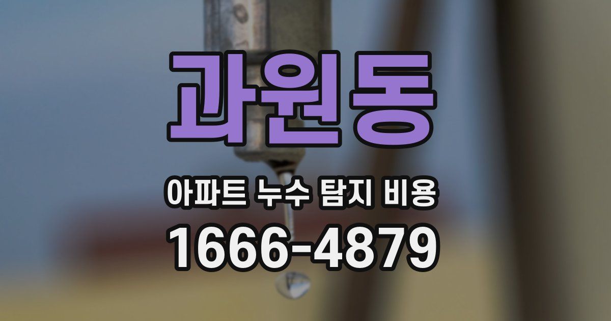 과원동 아파트 누수 탐지 비용