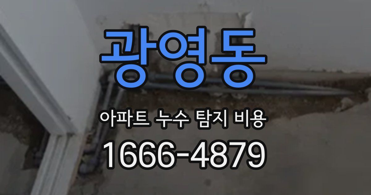 광영동 아파트 누수 탐지 비용