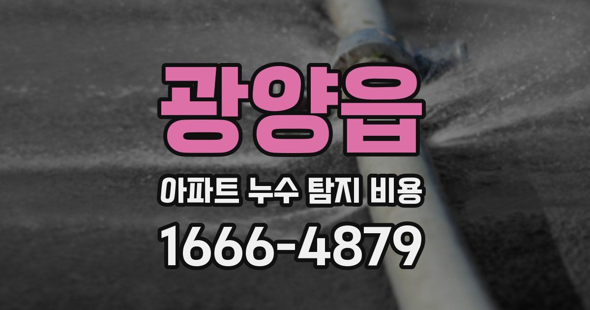 광양읍 아파트 누수 탐지 비용