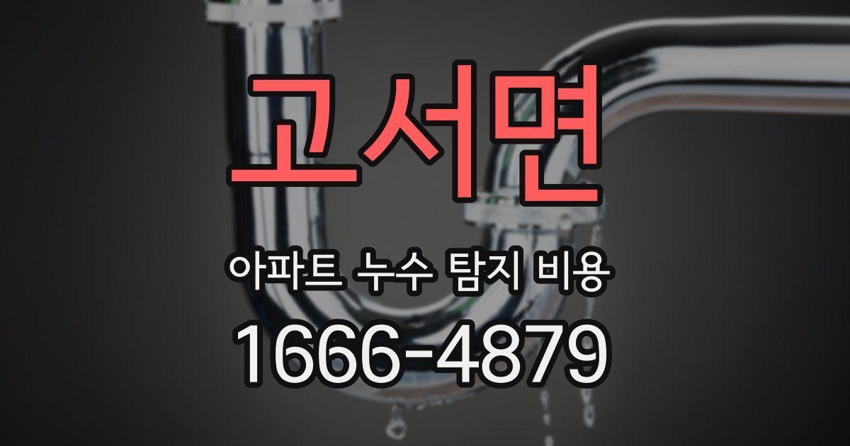 고서면 아파트 누수 탐지 비용