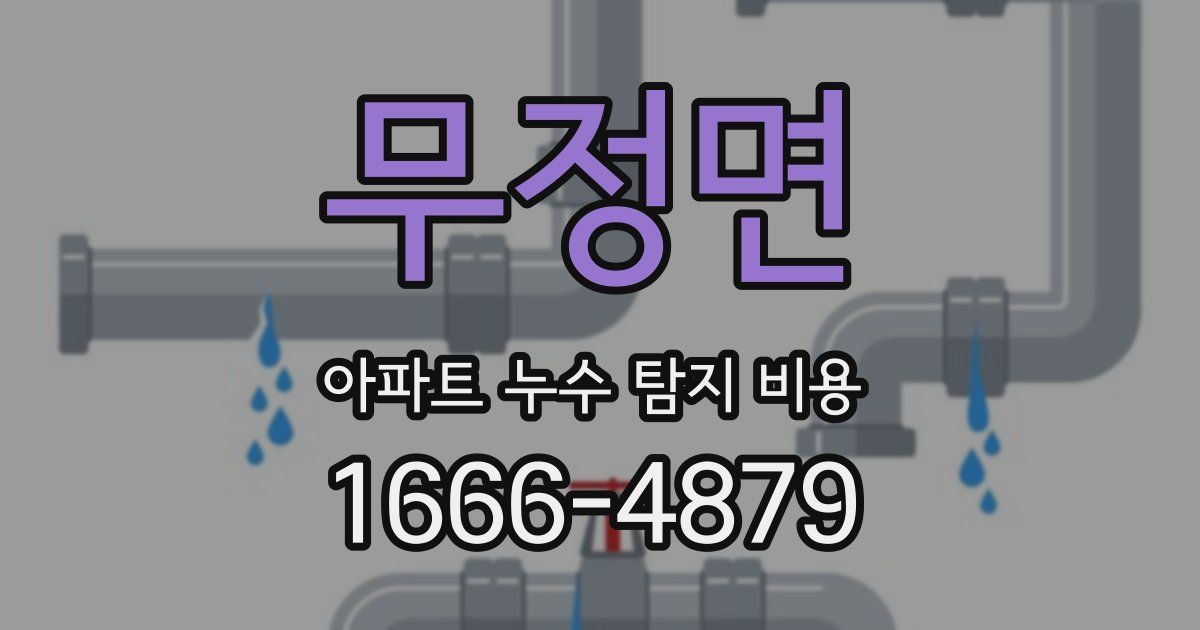 무정면 아파트 누수 탐지 비용