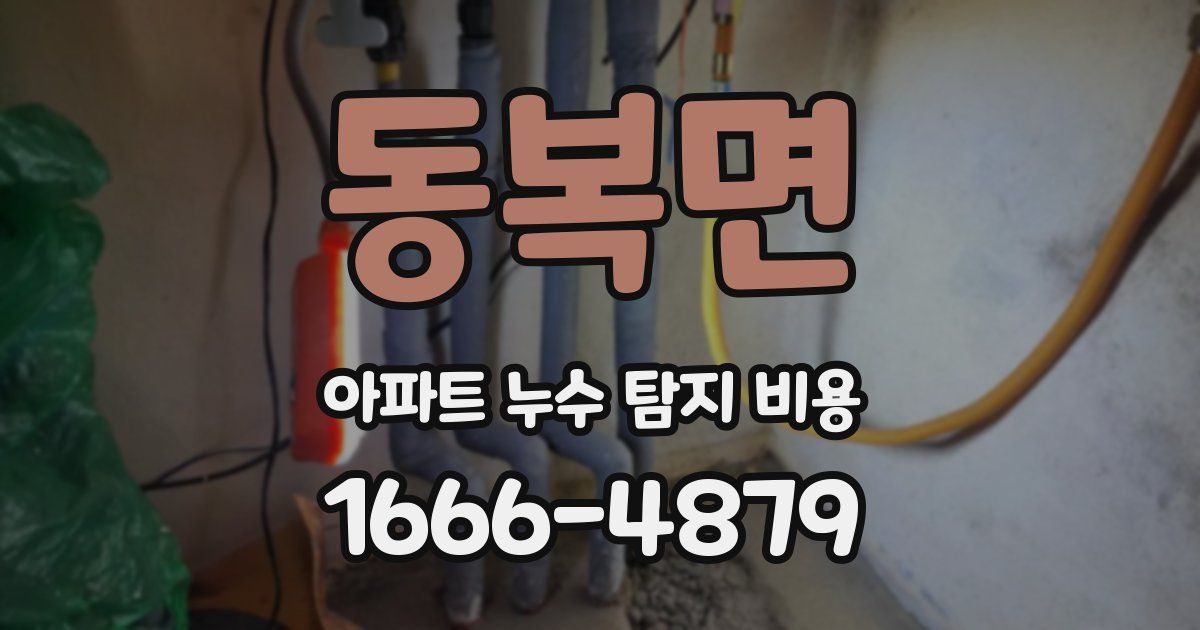 동복면 아파트 누수 탐지 비용