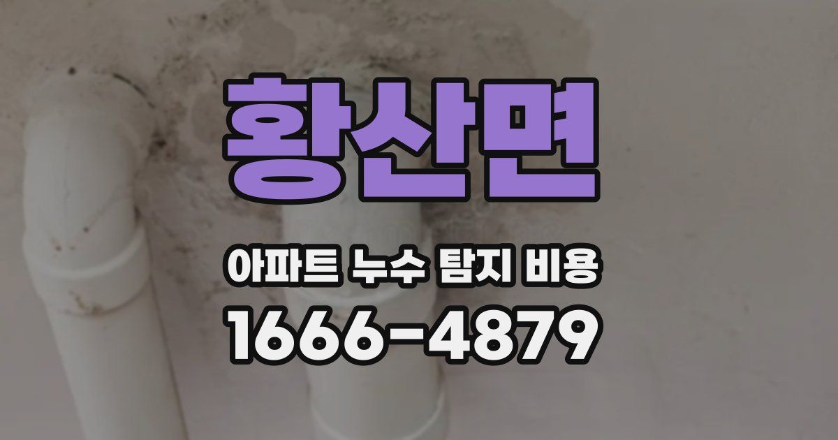 황산면 아파트 누수 탐지 비용