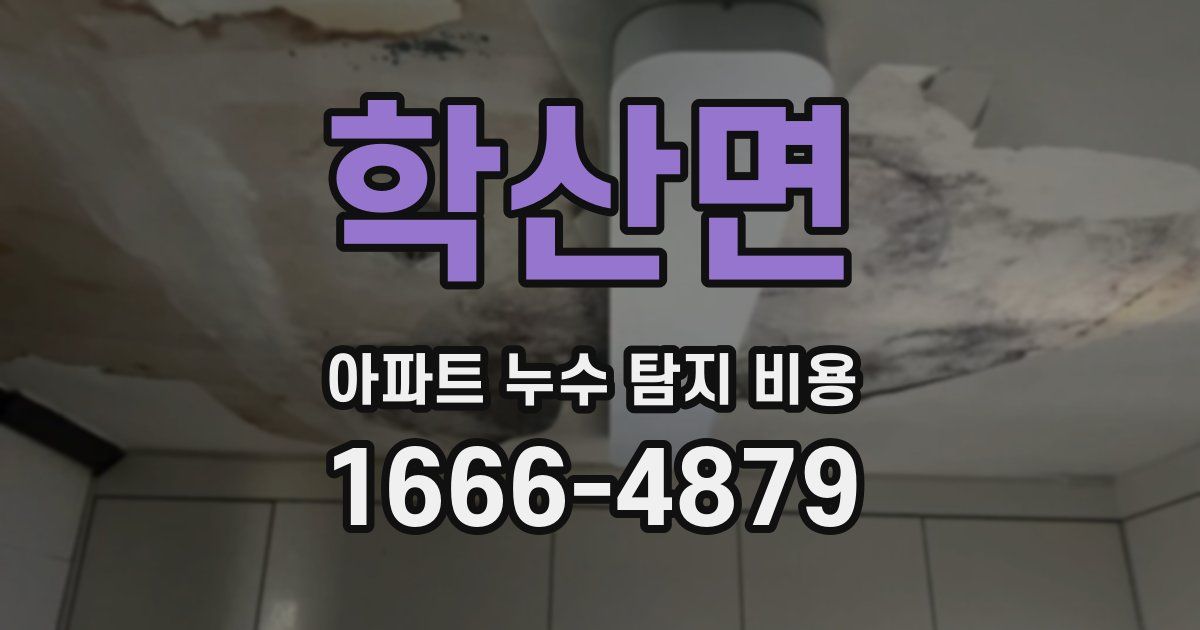 학산면 아파트 누수 탐지 비용