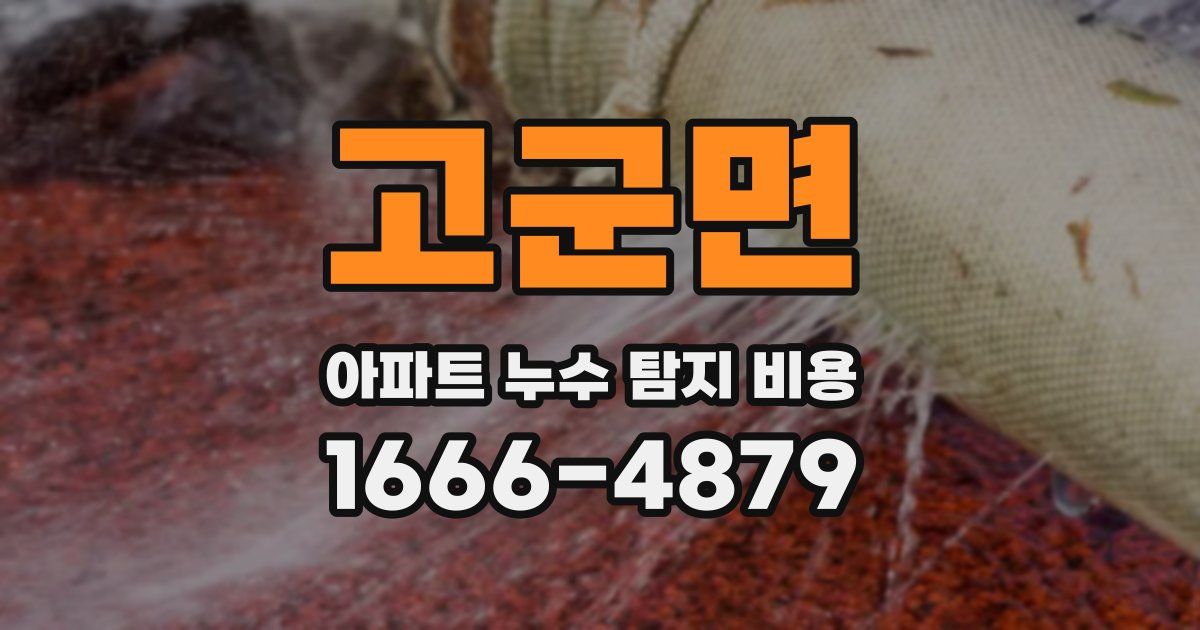 고군면 아파트 누수 탐지 비용