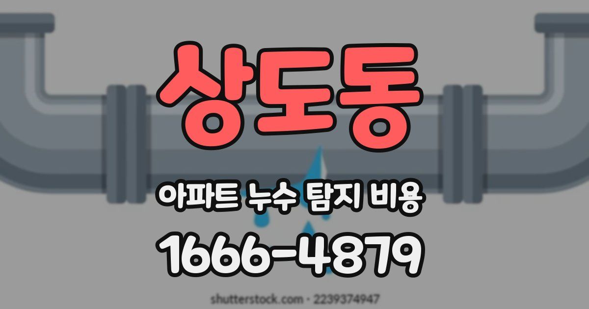 상도동 아파트 누수 탐지 비용