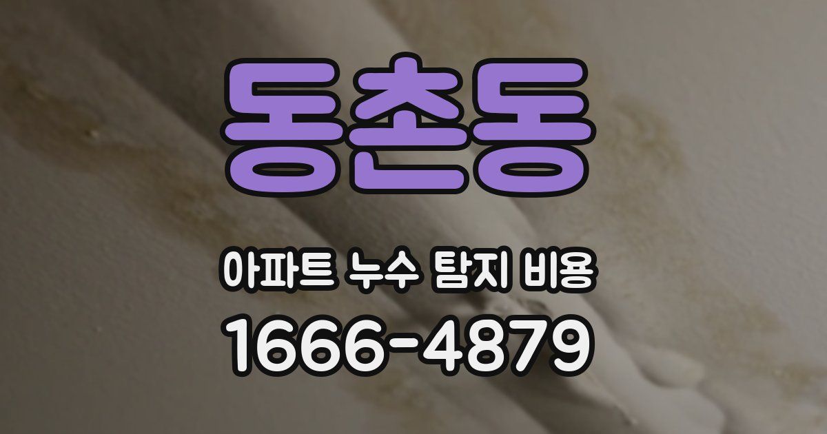 동촌동 아파트 누수 탐지 비용
