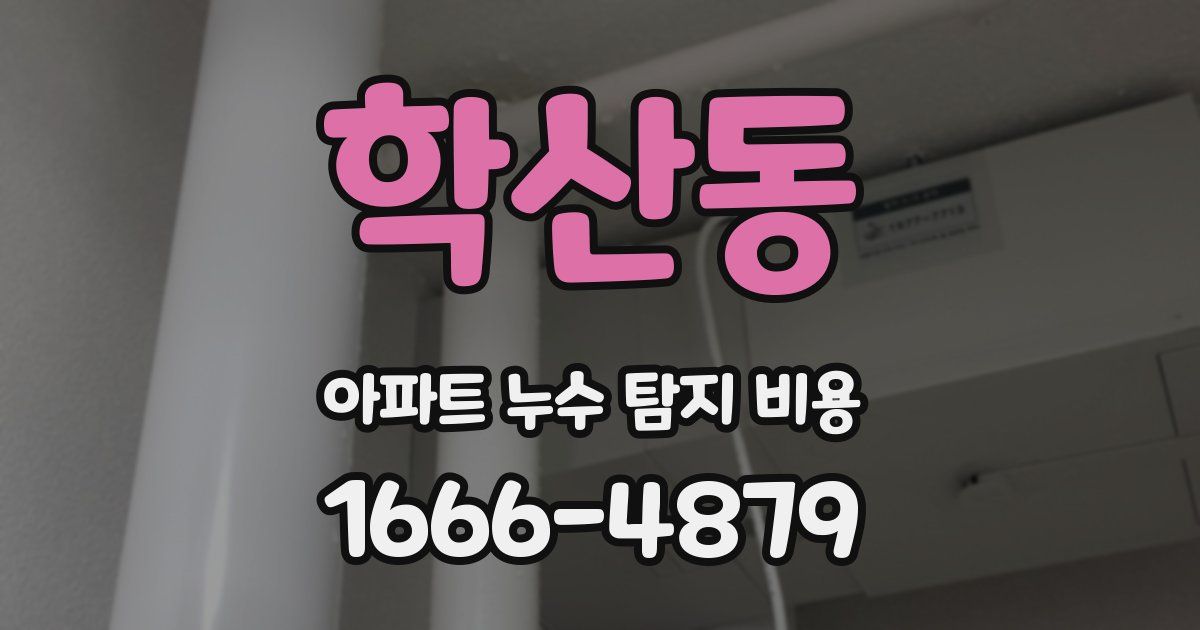 학산동 아파트 누수 탐지 비용