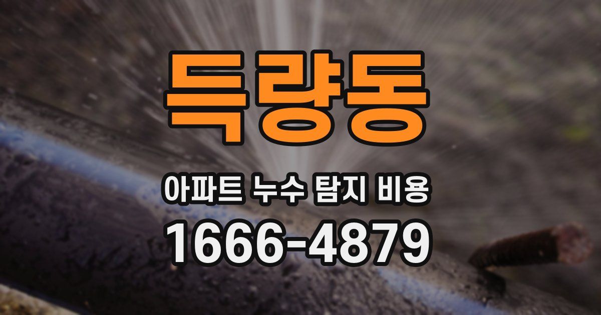 득량동 아파트 누수 탐지 비용