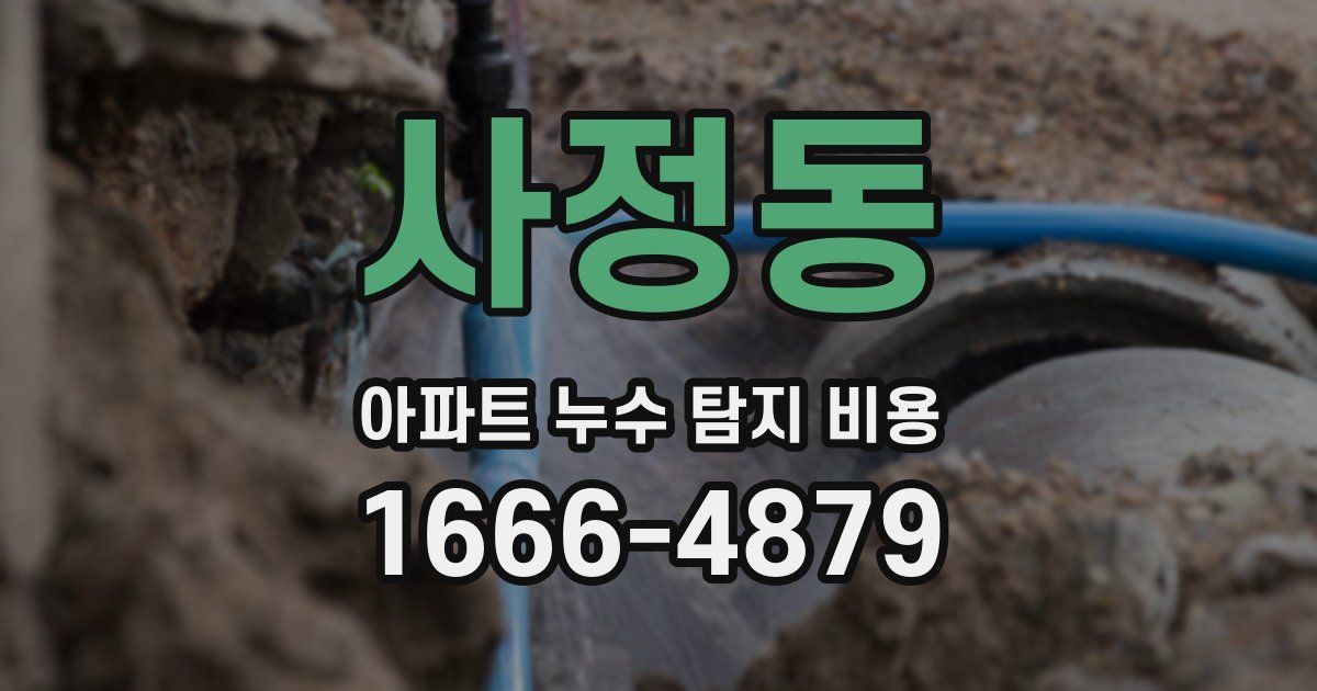 사정동 아파트 누수 탐지 비용