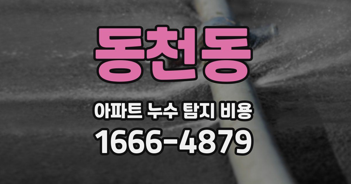 동천동 아파트 누수 탐지 비용