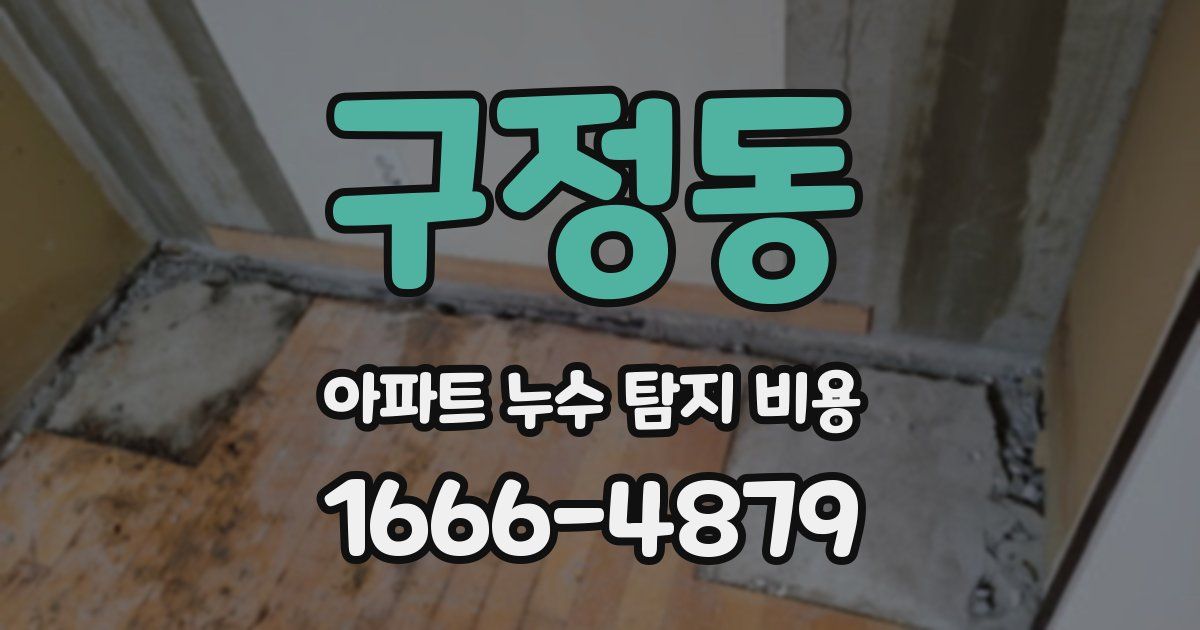 구정동 아파트 누수 탐지 비용